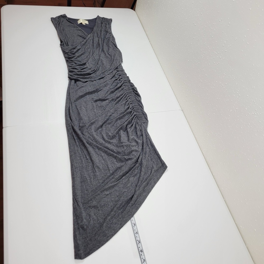 Moulinette Soeurs Women's Ruched Jersey Knit Dress Size XS Charcoal Gray - Picture 2 of 6